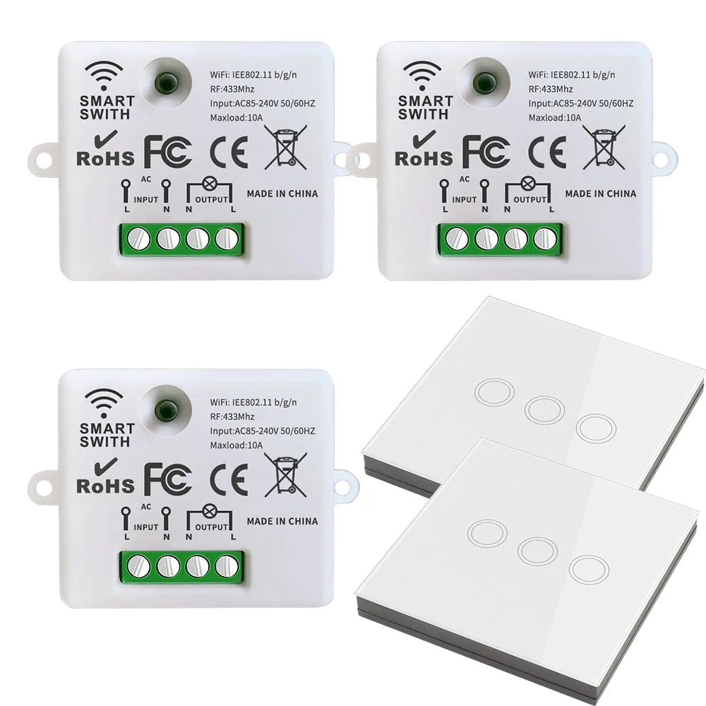 Mini WiFi Light Switch Timer Wall panel switch RF 220V Controller Tuya Smart Life APP Control Work With Alexa for Home Appliance