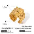 New Design Ring 18K PVD Gold Plated Stainless Steel Hammered Wide Open Rings for Women
