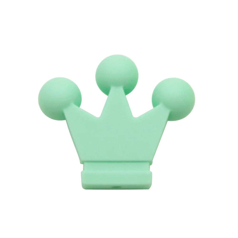 Cute-idea 10pc mini Crown BPA Free Silicone Beads Baby Teether Chew sensory Craft Chain For Pendant Food Grade Baby Teething Toy