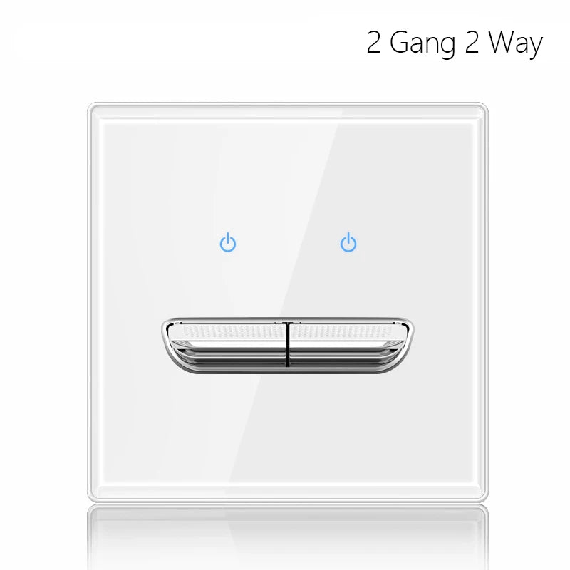 Light Switch With LED Indicator Wall Reset Switch Intermediate Switch Return Switch White Glass Frame 16A Switch