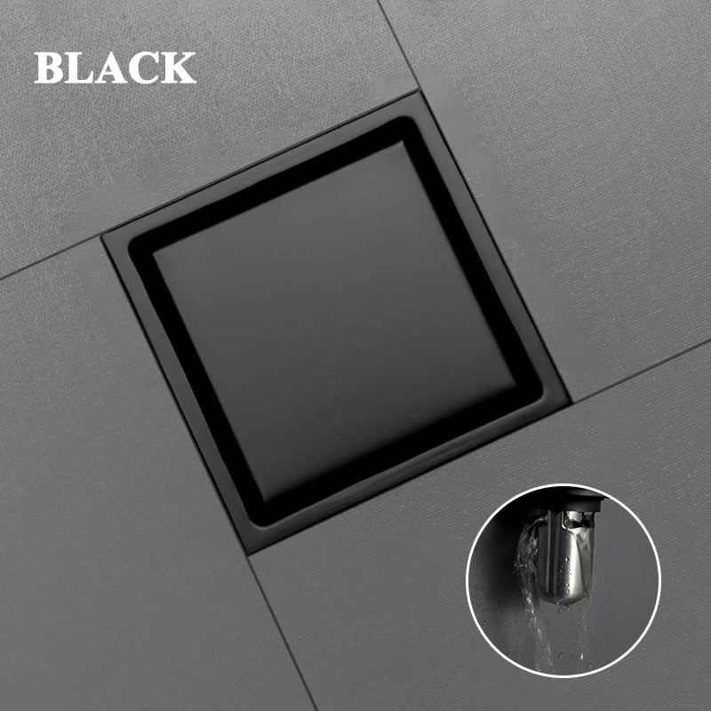 Bathroom Balcony Kitchen Stainless Steel Square Floor Drain Shower Drainers Multi-Color Style Invisible Tile Insert Floor Drains