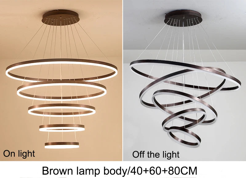 Modern LED Ring Pendant Lights Golden Creative Aluminum Circle Pendant Light for Living Room Restaurant Home Ring Lamp