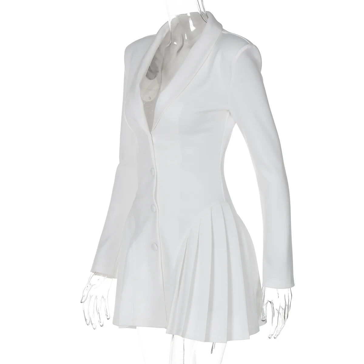 D4616778G V Neck Long Sleeve Side Pleated Hem Wrap Suit Dress Fashion Elegant 2024 Manufacturer Streetwear Casual Clothing