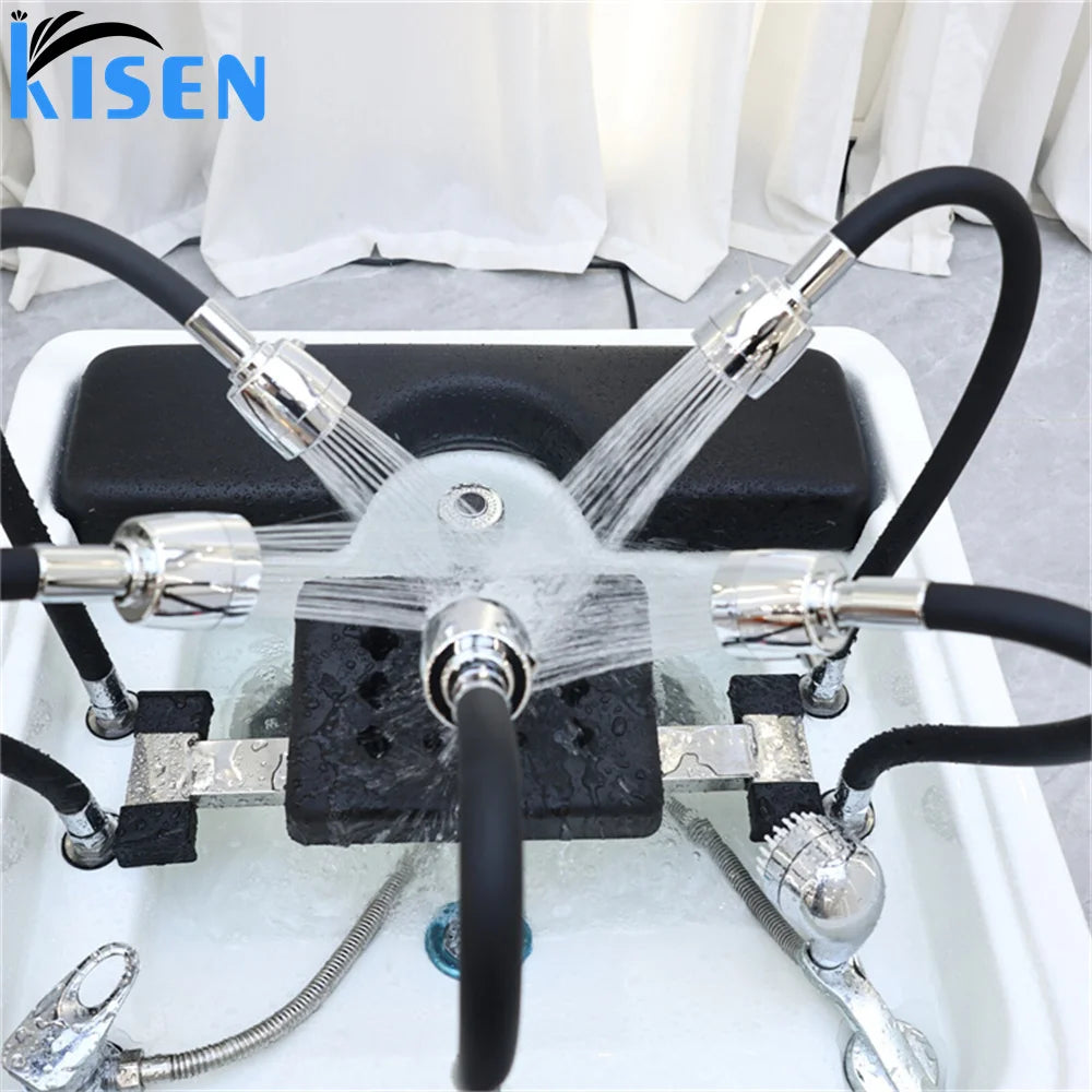 Popular Portable No Plumbing 60L Water Tank Shampoo Basin Sink Waterfall Water Circulation Spa Salon Furniture Washing Hair Bowl