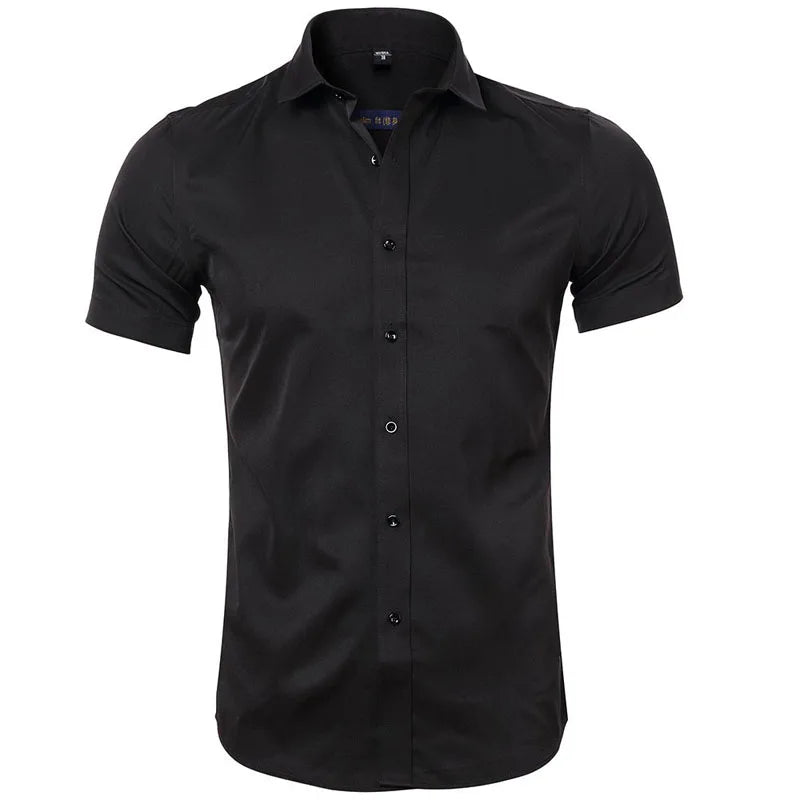 Mens Summer Official Solid White Color Regular Fit Organic Cotton Short Sleeve Casual Social Stylish Clothing Shirts for Men