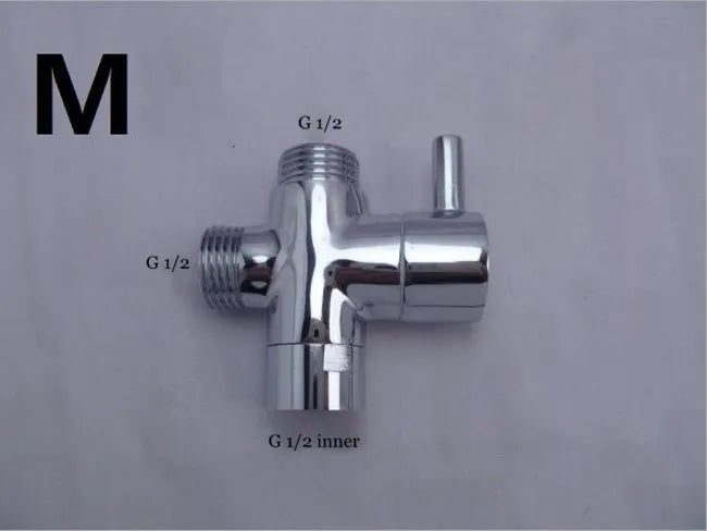 G1/2 Black Water Divider One-in-two-out Three-Way Shower Faucet Valve Adapter Hot Cold Water Switch
