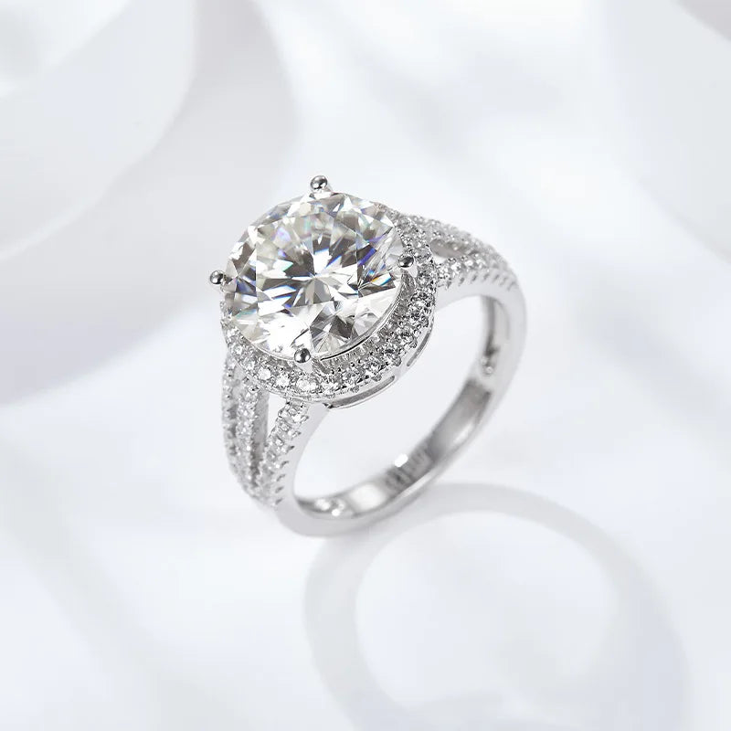 Ruizuan Luxury Silver 925 3 Carats Moissanite Diamond Ring Fashion Jewelry for Women Men Rhodium Plating Gemstone Rings GRA