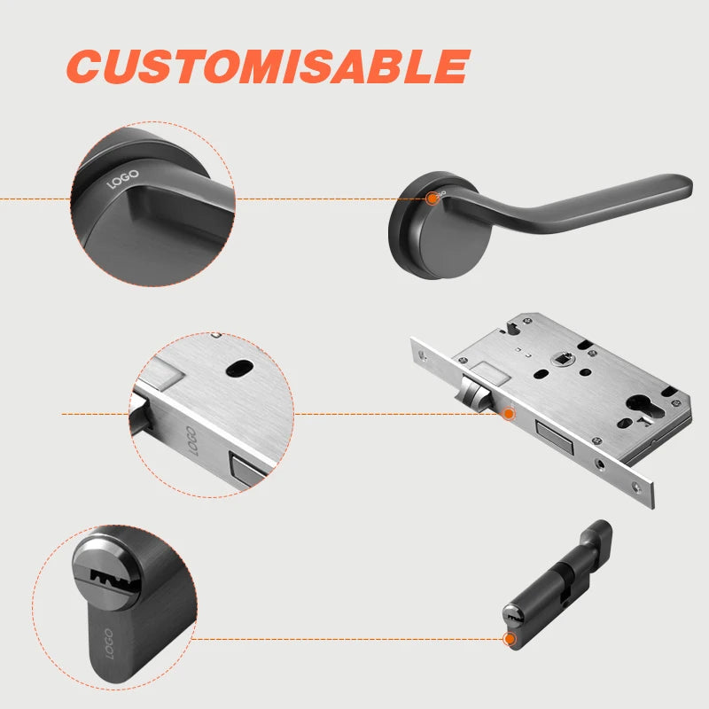 In Stock Zinc Alloy Lever Type Door Lock Handle Set Privacy Lock Passages & Coin Unlock Key for Bedroom Home Hotel