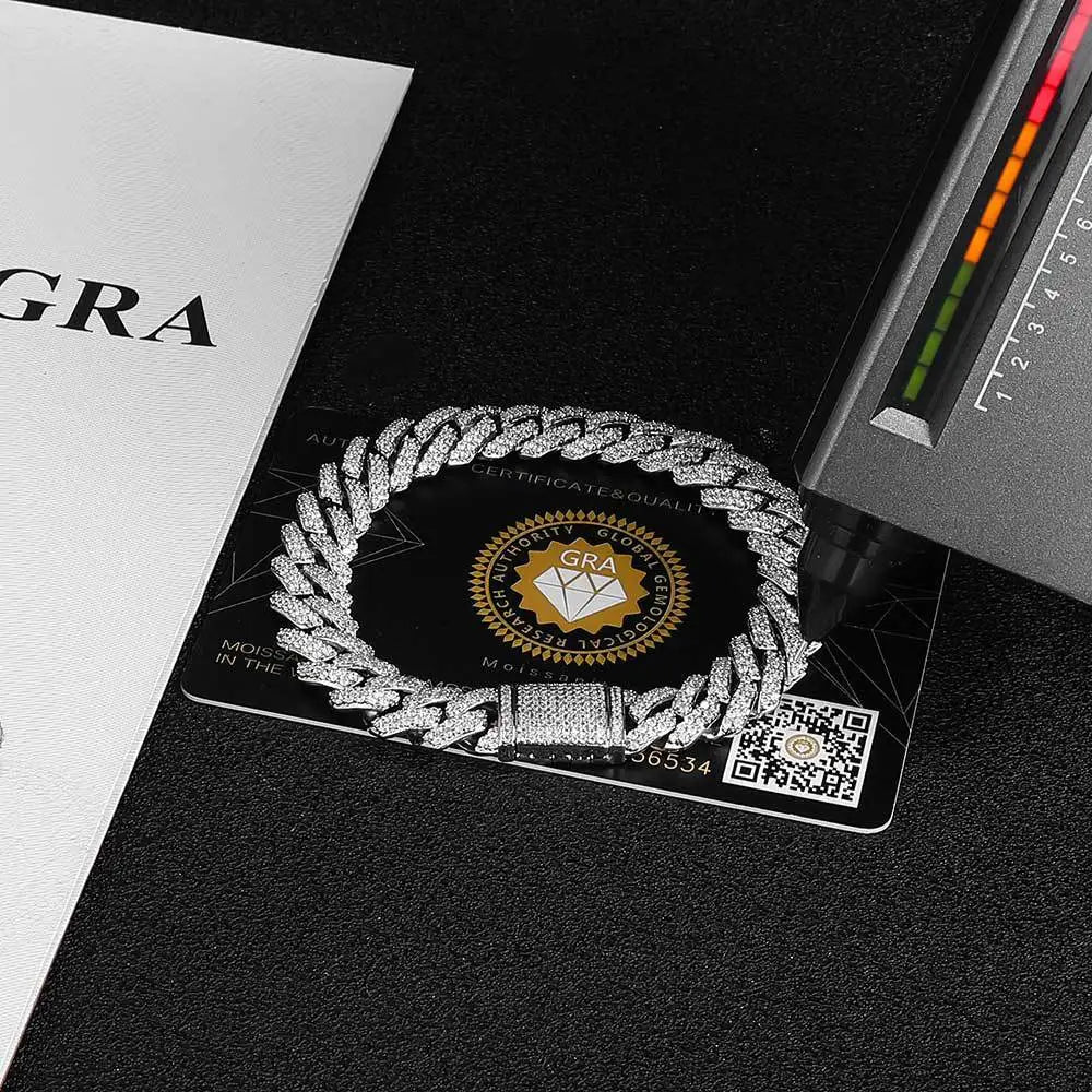 European American S925 Sterling Silver Men's 10mm Hip-Hop Micro-Inlaid Mosan Diamond Fashionable Cuban Fashionable Bangles