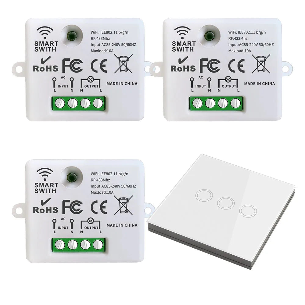Mini WiFi Light Switch Timer Wall panel switch RF 220V Controller Tuya Smart Life APP Control Work With Alexa for Home Appliance