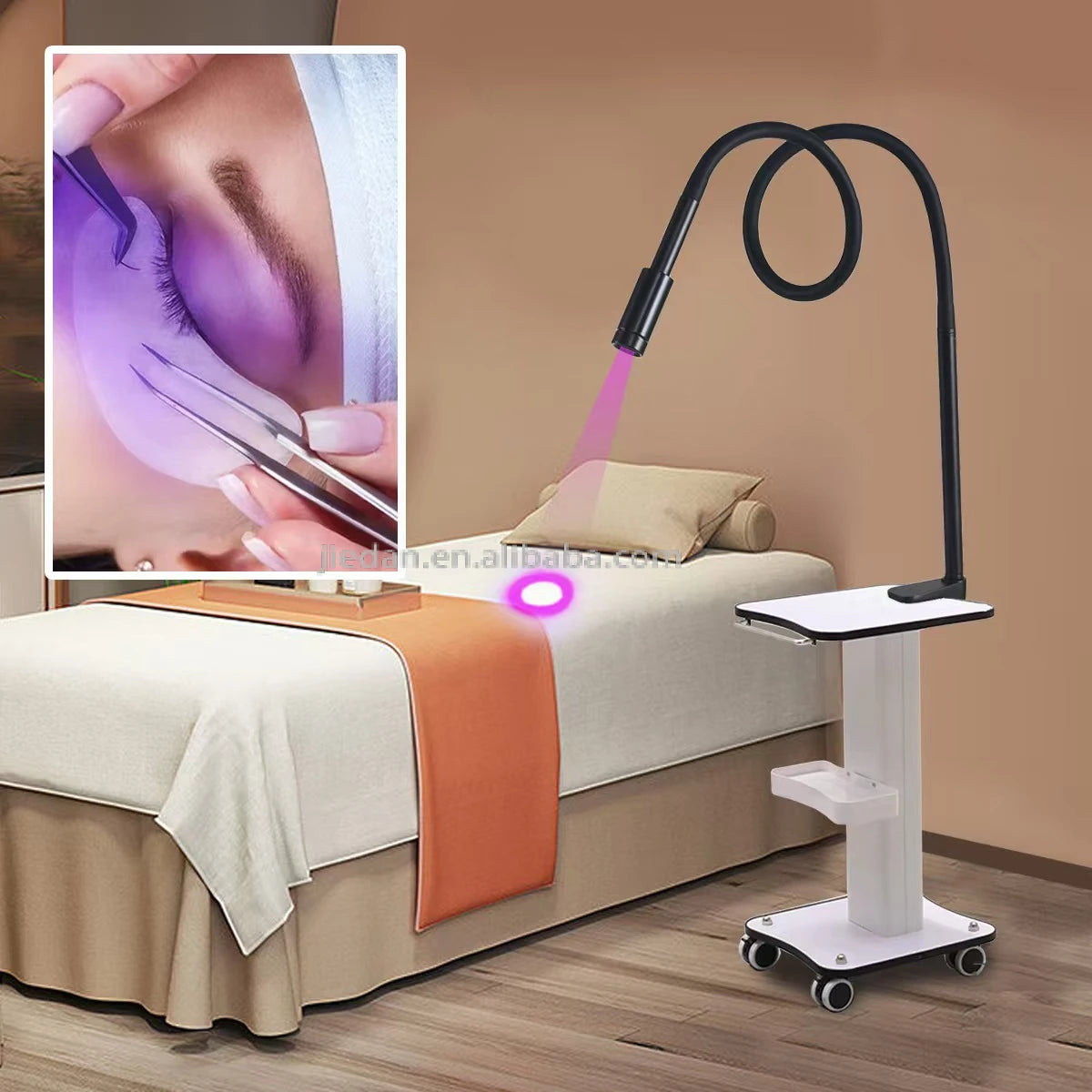 Professional 5W UV LED Lamp for Nail Grafting Lashes White Black Eyelash Lamp with Electric Power Supply Fast Curing Uv Lamp