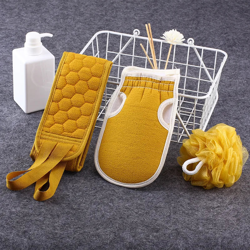 3 Piece Exfoliating ,syuh Shower Back Scrubber Body Bath Set