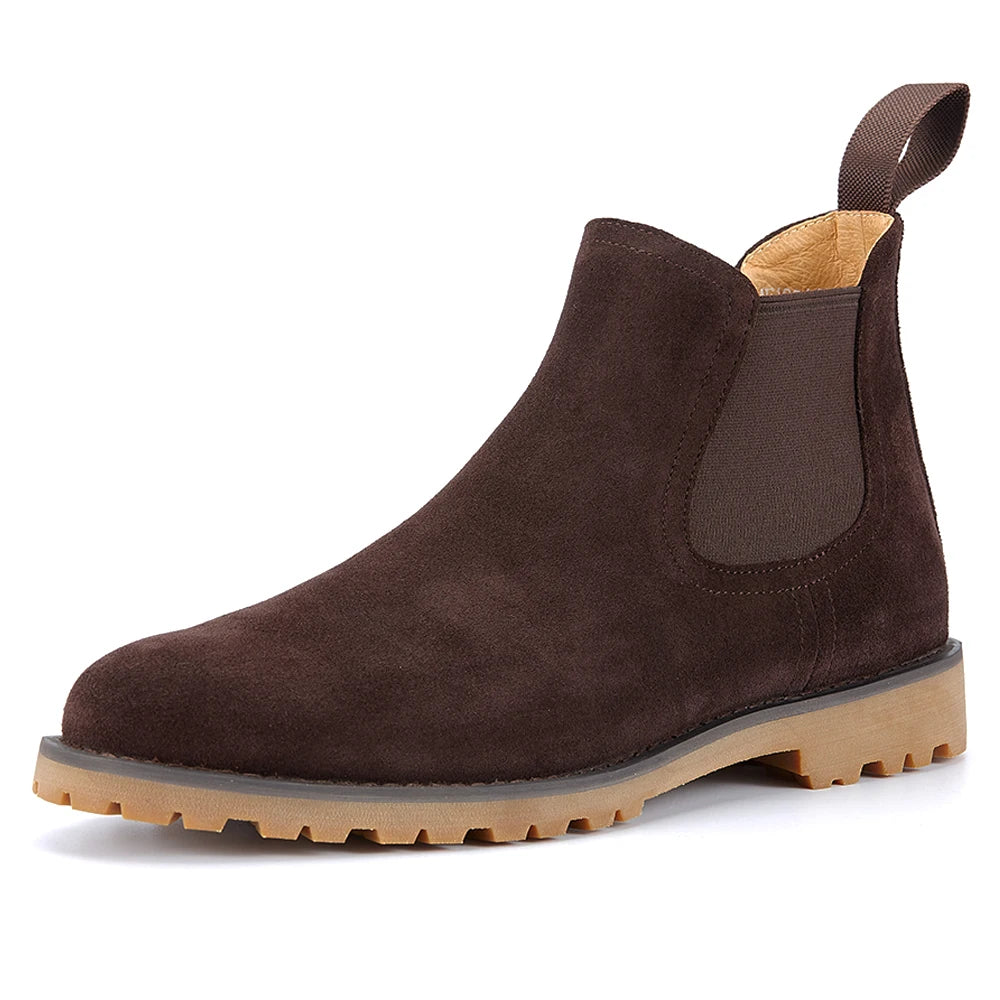 High Quality Classic British Chelsea Boots Cow Suede Chelsea Shoes Men's New Boots Leather High Top Short Boots for Men
