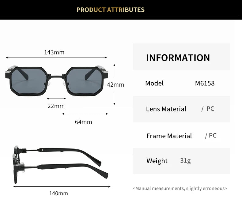 2026 Trendy Fashion Sunglasses Unisex Vintage Gradient Irregular Square Frame Green/Gray/White Options UV400 Protection