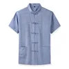 RNSHANGER Plus Size 8XL 9XL 10XL Men's Short Sleeve Shirt Chinese Style Tang Suit Loose Casual Traditional Kung Fu Male Shirt