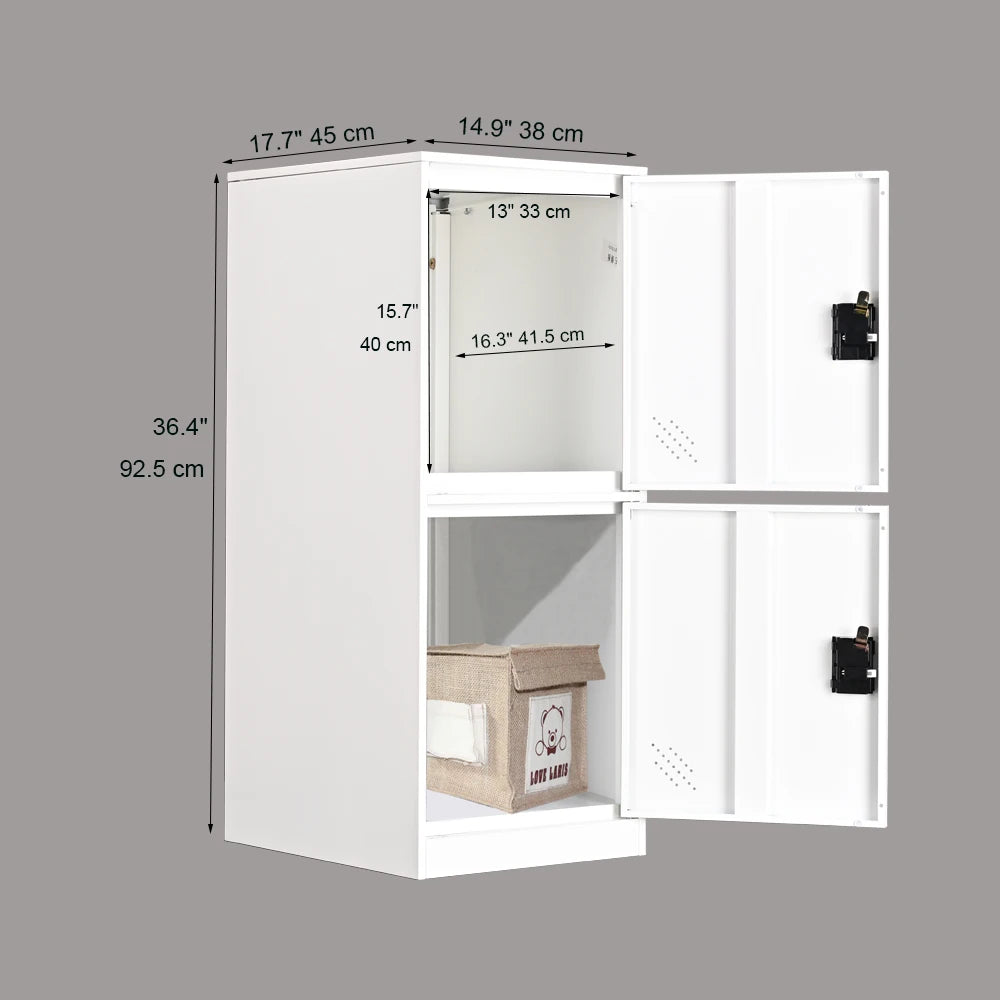 2 Door Small Locker Cabinet with Lock Latch for Home Bedroom Office