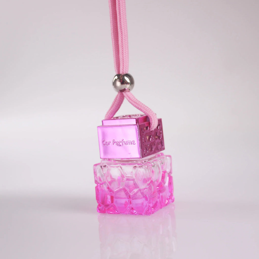 Exquisite 8ml Tinted Honeycomb Shape Car Perfume Bottle Gold Pink Blue Glass Aromatherapy Diffusers for Hanging in Cars