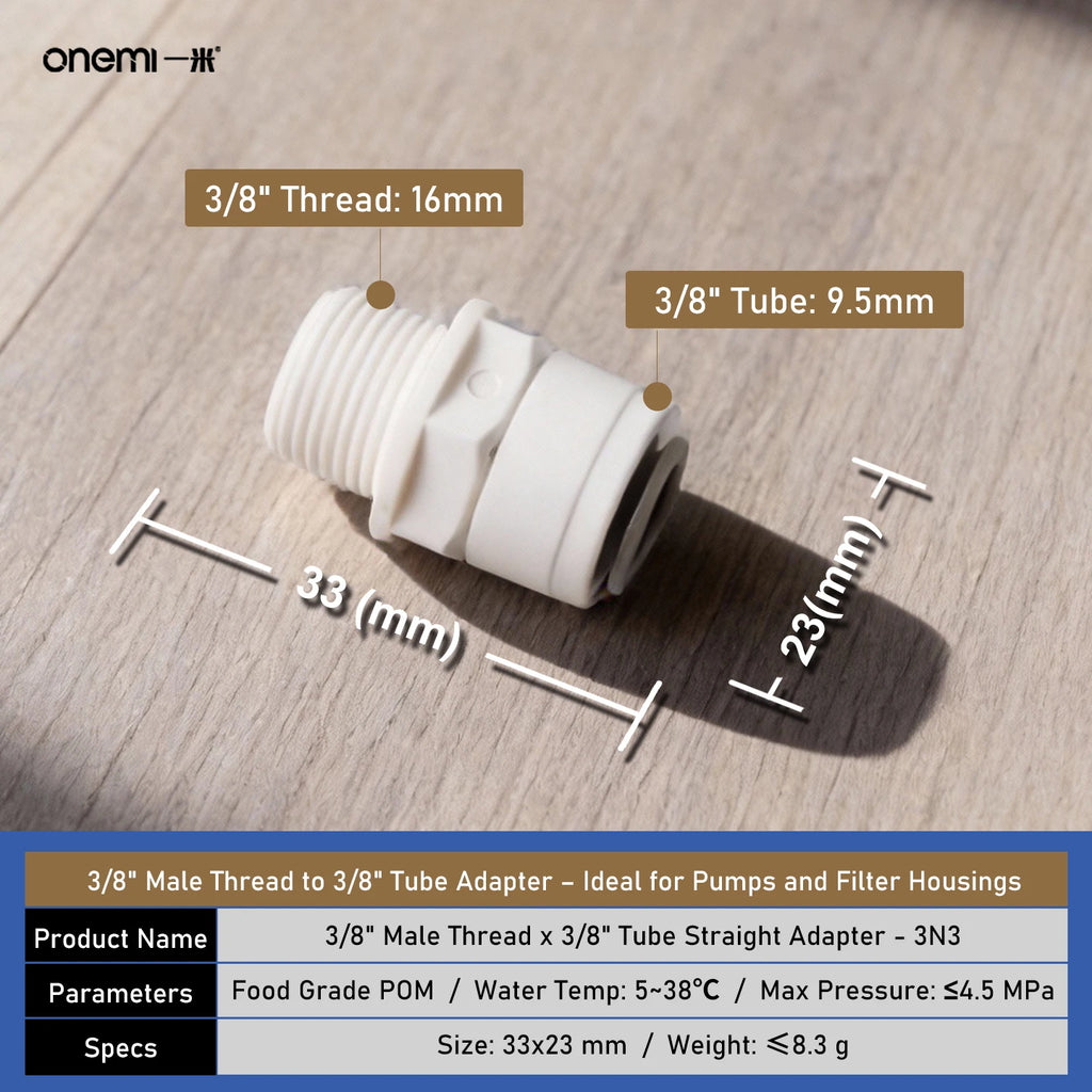 OEM Manual Ball Valve Quick Connect Reducing Union Fitting 1/4 Inch to 3/8 Inch POM Step Down Adapter for Car RO Water Filter