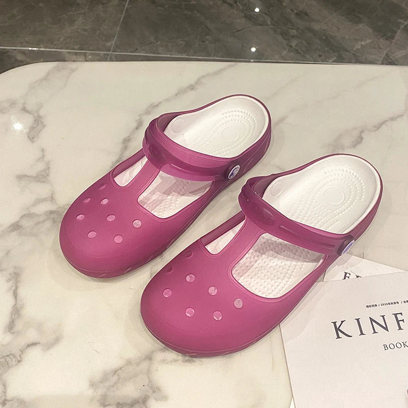 New Summer Jelly Sandals Women Outdoor Casual Slip On Garden Beach Shoes Female Rubber Clogs Non-slip Slides Breathable Slippers