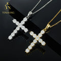 Fashion Jewelry 925 Sterling Silver Necklaces Gold Plated Fine Jewelry Moissanite Diamonds Spark Cross Charms Hip Hop Pendant