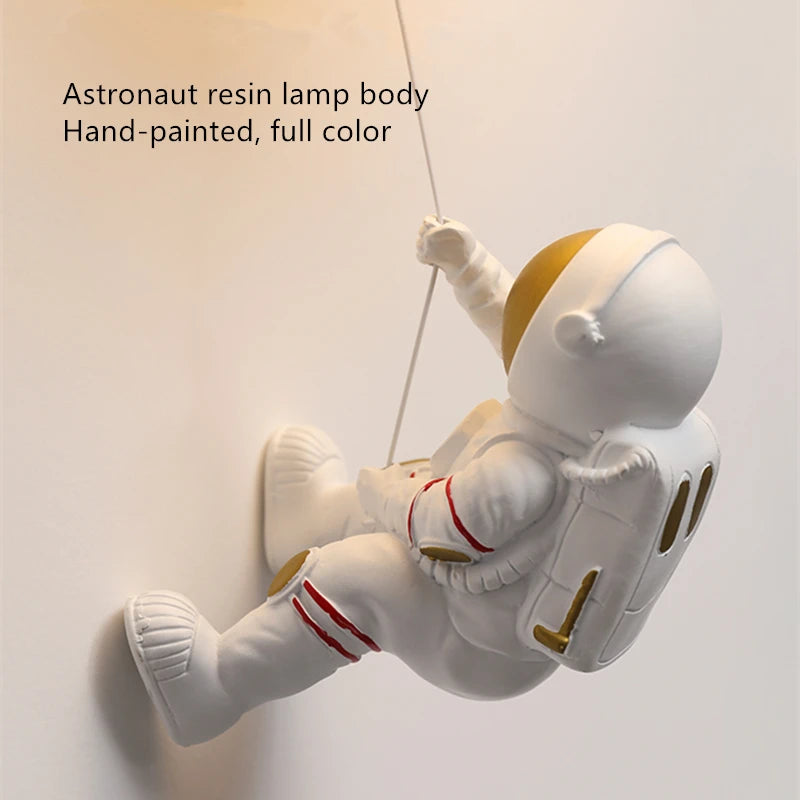 Lunar Wall Lamp Nordic Creative Astronaut Children's Room Lamp Bedroom Bedside Lamp Cartoon Boy Girl Background Wall Lamp