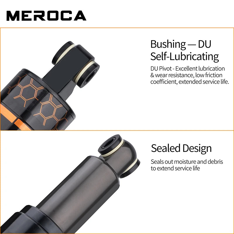 MEROCA MTB Mountain Bike Rear Shock Absorber 125/150/165/190mm 750/850/1000LBS Oil Spring Bicycle Shock Absorber Accessories