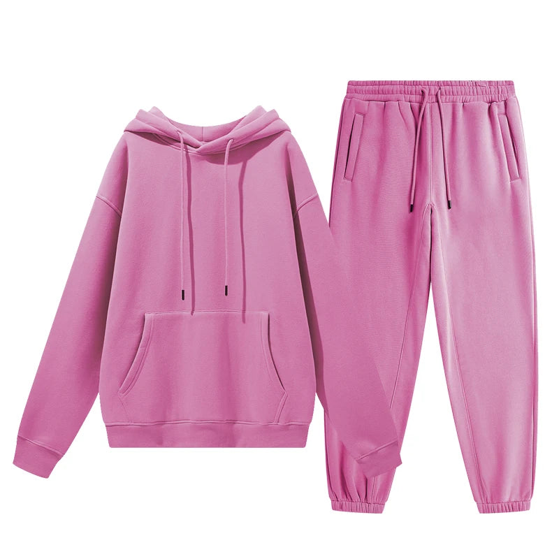 Wholesale Organic Cotton Sweatpants and Hoodie Set Custom Sweat Suits Casual Unisex Tracksuit