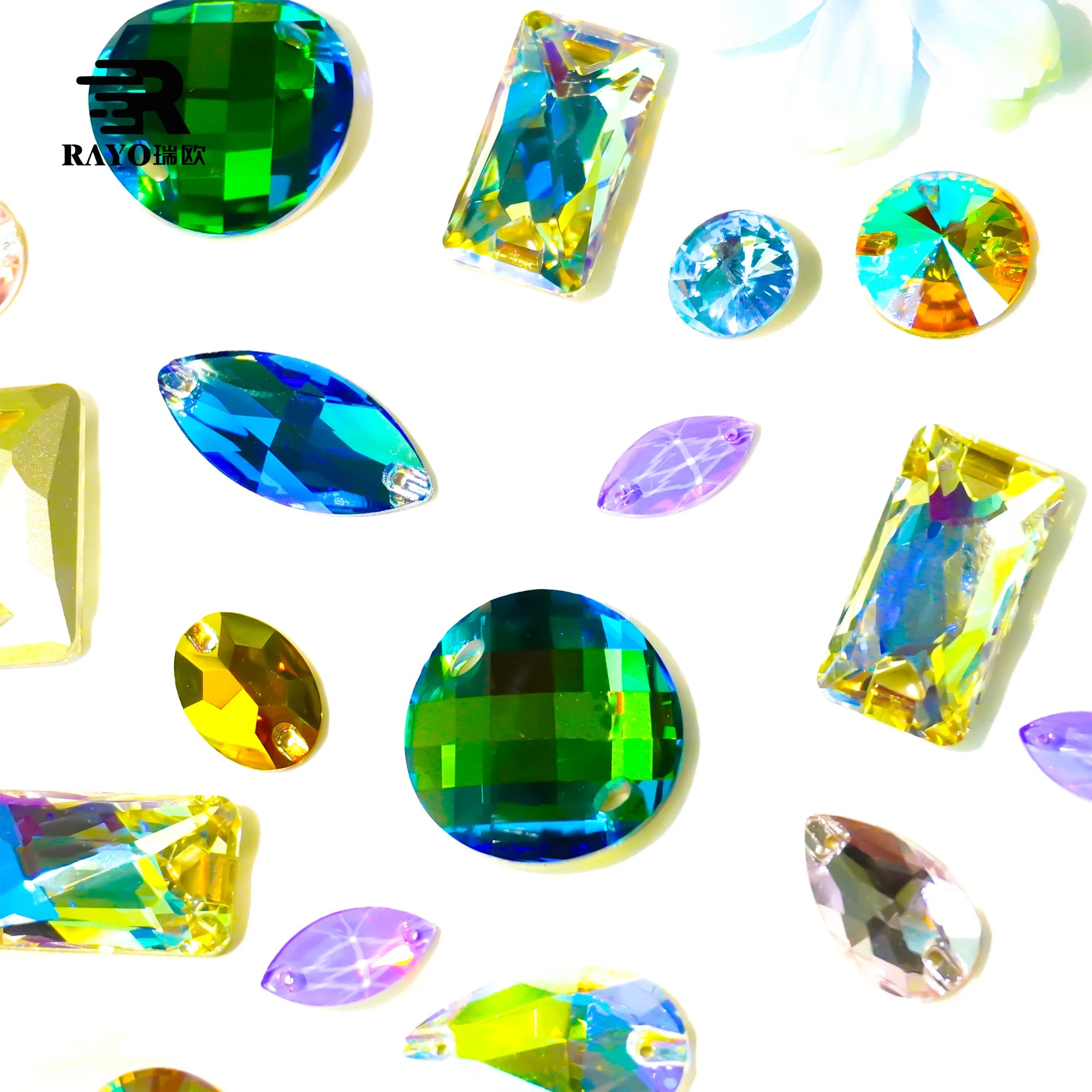 Super Shiny Multi-Color Glass Stone Sew-On Rhinestones for Evening Dress Necklace Earrings Bag Shoes-Special Shape Technique