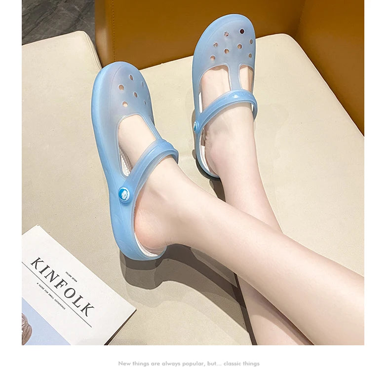 New Summer Jelly Sandals Women Outdoor Casual Slip On Garden Beach Shoes Female Rubber Clogs Non-slip Slides Breathable Slippers