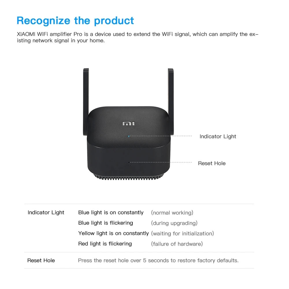 New Xiaomi Wifi Amplifier Pro 300M 2.4G Repeater Network Expander Range Extender Roteader Mi Wireless Wi-Fi Router