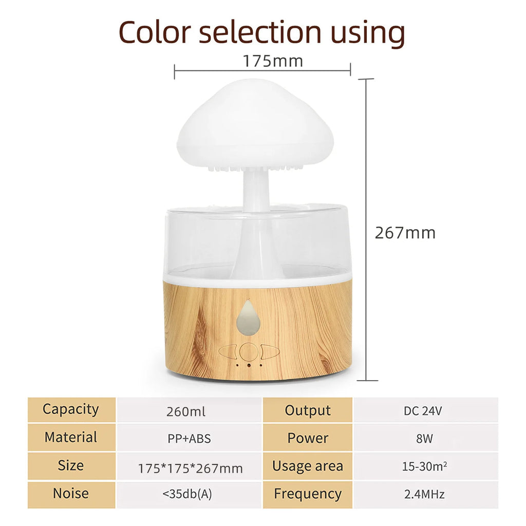 Factory Direct 7 Color LED Light Ultrasonic Air Diffuser Essential Oil Mist Maker Fogger Rain Cloud Humidifier for Car Outdoor