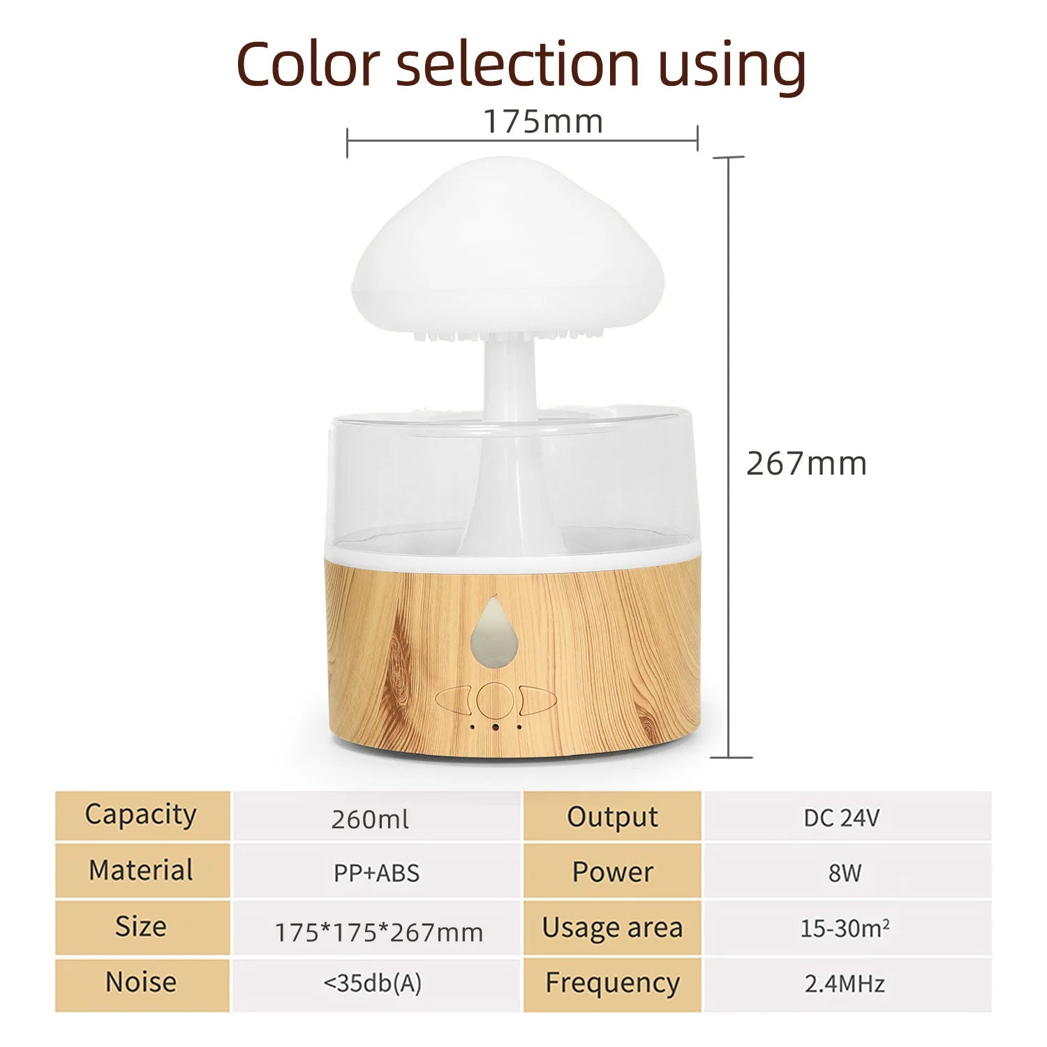 Factory Direct 7 Color LED Light Ultrasonic Air Diffuser Essential Oil Mist Maker Fogger Rain Cloud Humidifier for Car Outdoor