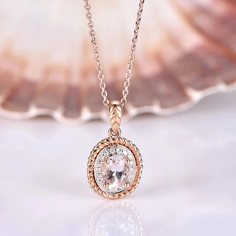 Elegant Flower Teardrop Pendant Necklace for Women Copper Link Chain Fashion Jewelry Gift for Birthday Party