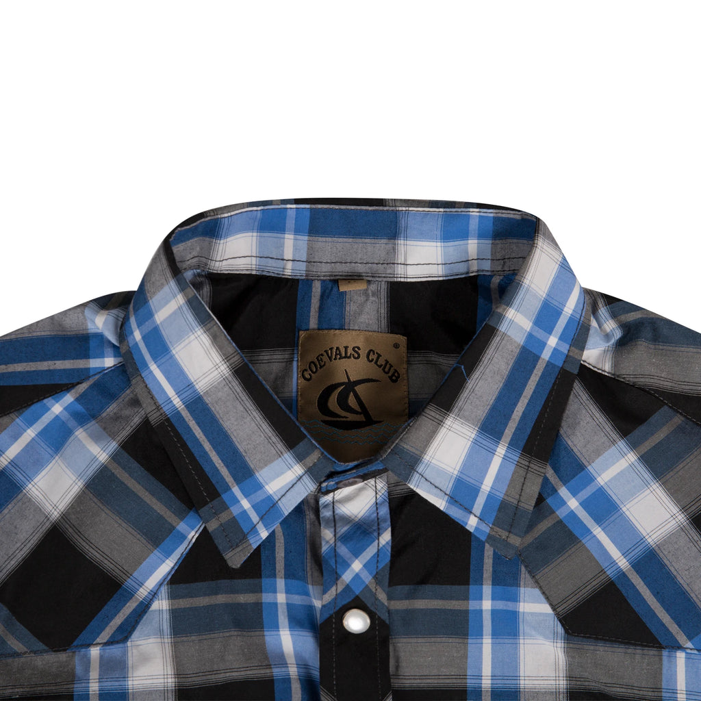Men's Western Cowboy Short Sleeve Pearl Snap Button up Casual Work Plaid Shirts