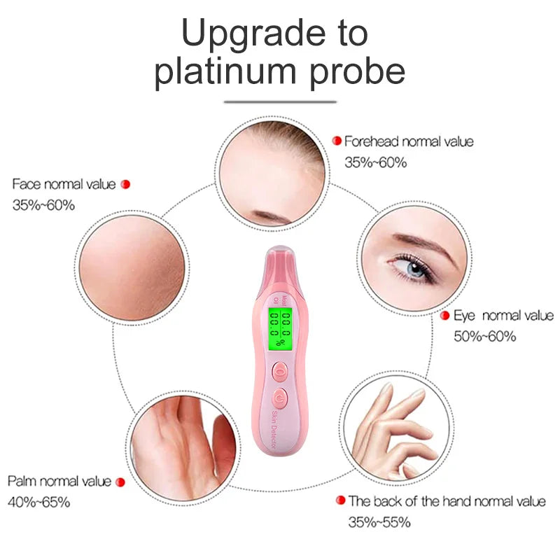 Professional Digital Skin Analyzer Machine with LCD Display Monitoring Meter Home Use Water and Oil Tester Sensor
