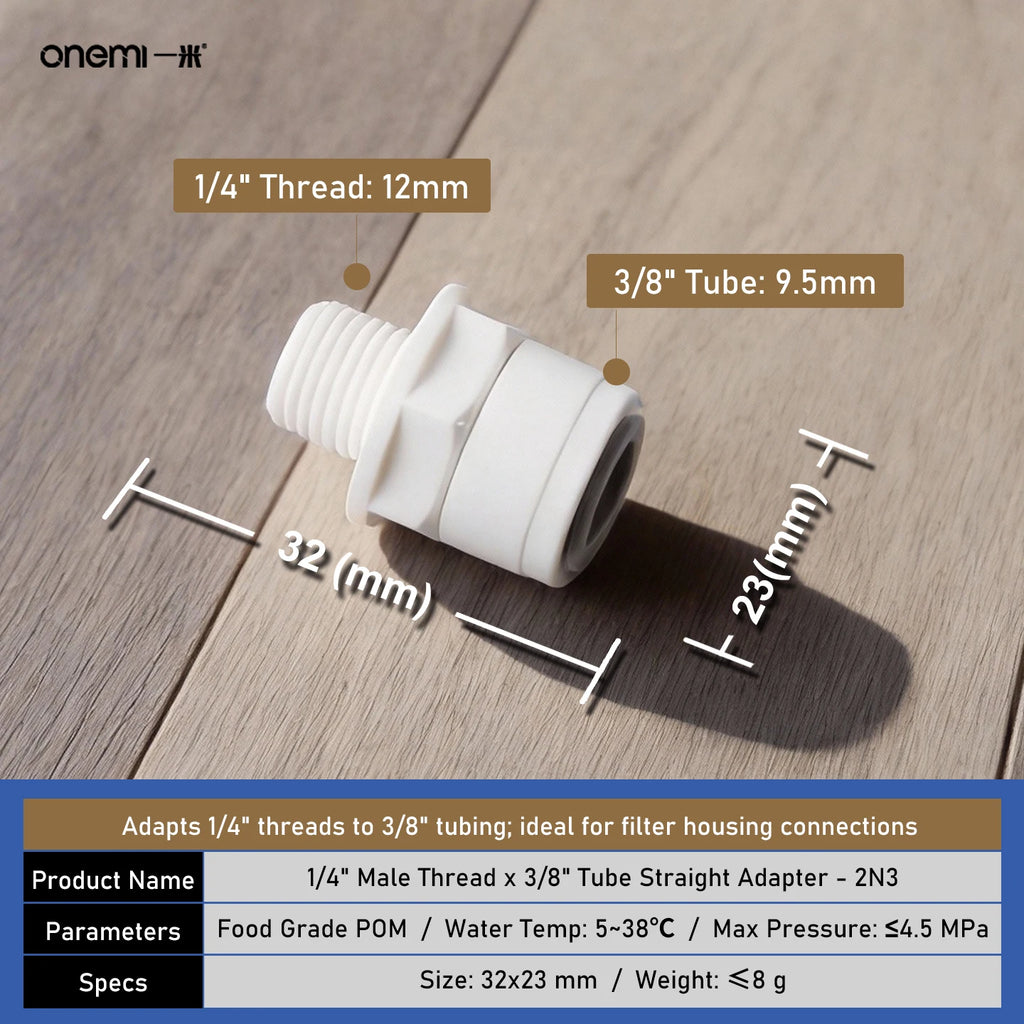 OEM Manual Ball Valve Quick Connect Reducing Union Fitting 1/4 Inch to 3/8 Inch POM Step Down Adapter for Car RO Water Filter