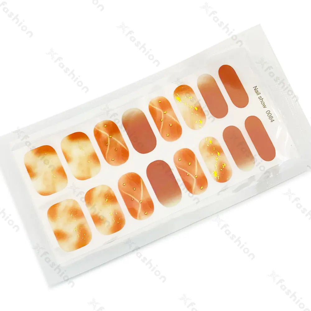 Hot Sale 16 Tips Solid Color Semi-Cured Gel Nail Stickers UV Light Durable Waterproof Long-Lasting Gel Nail Stickers Wholesale