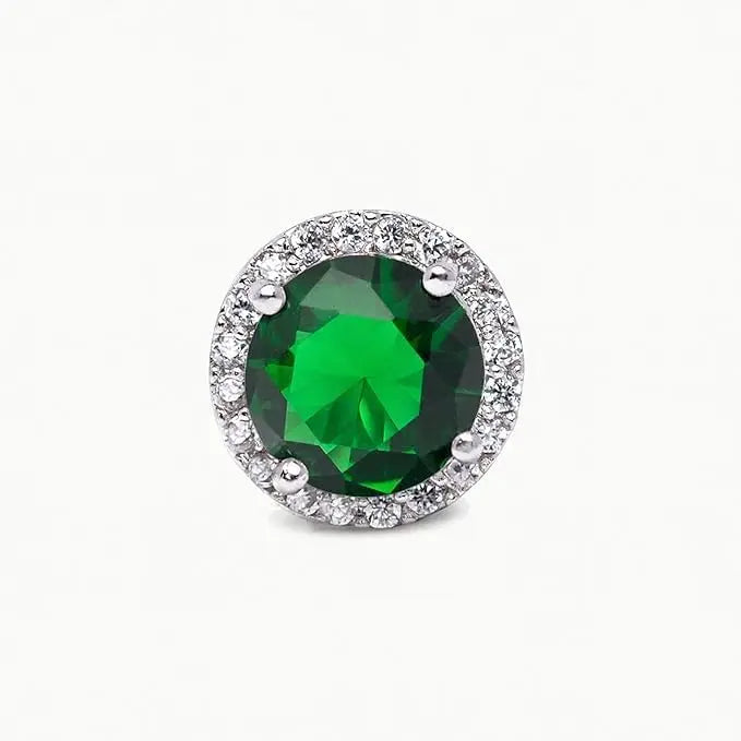 Stunning 8mm Large Cut Gemstone Zircon Sterling Silver Stud Earrings Trendy Fashionable New Classic Design Gold Plated for Women
