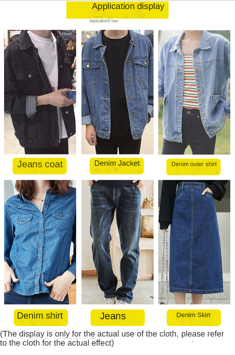 Washed Denim Fabric By The Meter for Sewing Jeans Shirts Clothing Polyester Cotton Diy Thin Thickend Micro Stretch Plain Summer