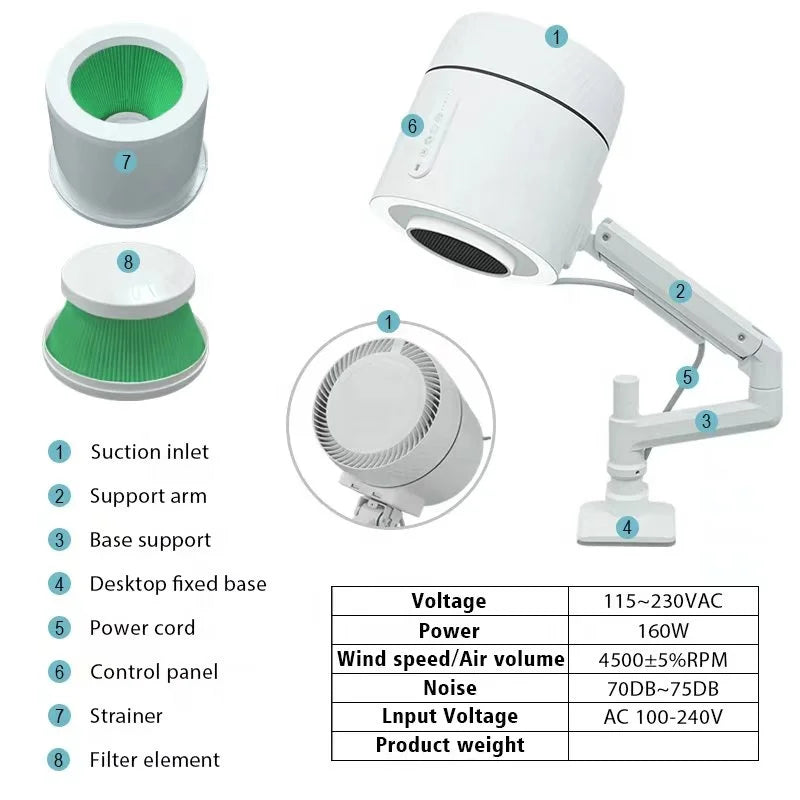 2028 30% OFF Beauty Salon Supplies Overhead Vacuum Cleaner Nail Dust Collector for Manicure Table Pedicure Equipment