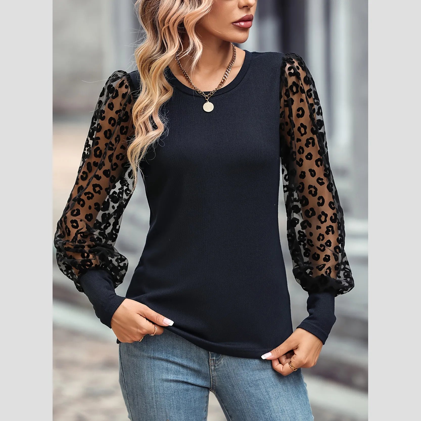 Women Shirts Summer Spring Slim Fit Blocking Mesh Long Sleeve Top Women's T-shirts Casual T-shirt