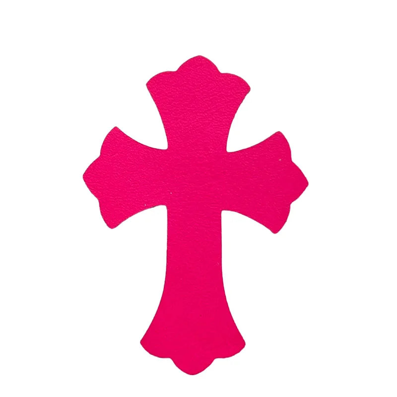 4.5*6.5cm Sheepskin Leather Patch With Cross Shaped Leather Label Genuine Leather DIY With Multiple Colors-106-182