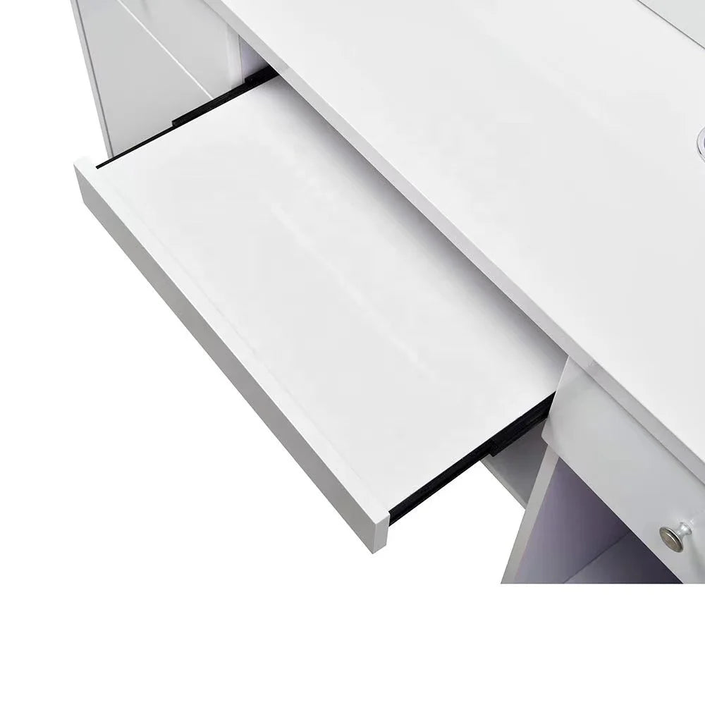 White Salon Reception Desk for Barber Shop Modern Salon Reception Desk Glass Salon Reception Desk