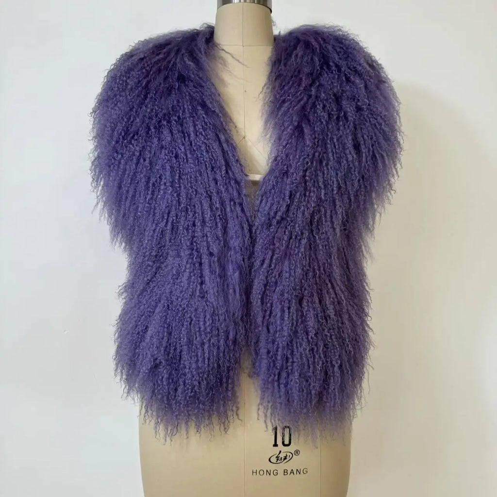 Streetwear Real Mongolian Sheepskin Fur Vest Women Real Sheep Fur Halter Top Vest