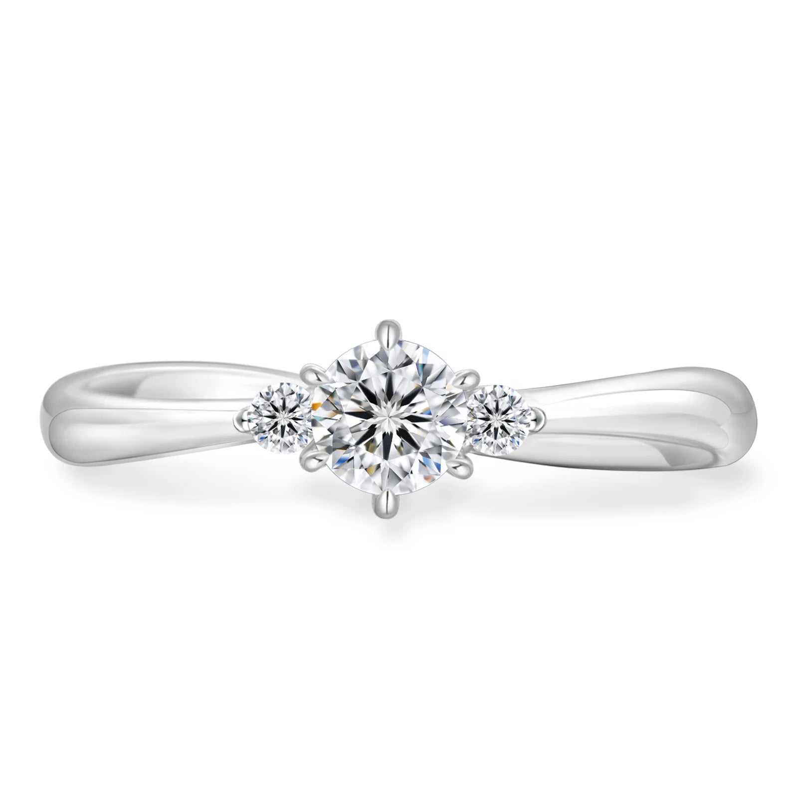 Luxury Iced Out Side Stone Wedding Rings S925 Sterling Silver Lab Grown Diamond Engagement Three Stone Moissanite Ring for Women