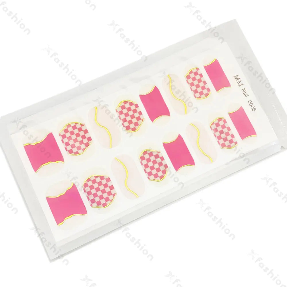 Hot Sale 16 Tips Solid Color Semi-Cured Gel Nail Stickers UV Light Durable Waterproof Long-Lasting Gel Nail Stickers Wholesale