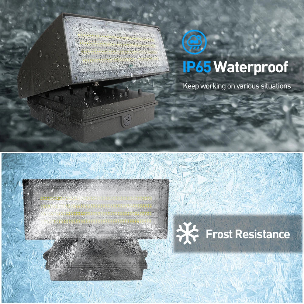 3Power Outdoor LED Wall Pack Light 3CCT Switchable IP65 Square Shape with Motion Sensor and Waterproof Feature Aluminum Base