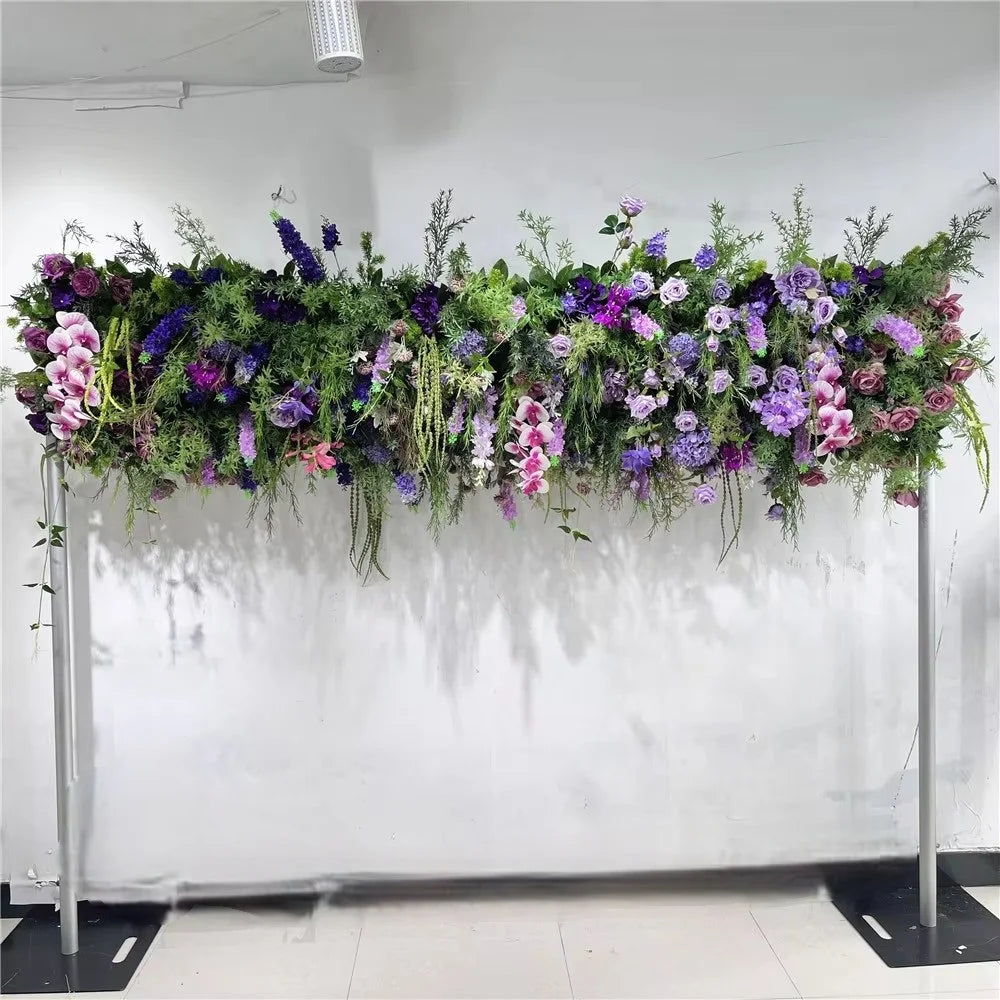 SPR Handmade Purple Roll Flower Garland Artificial Silk Fabric Floral Runner for Wedding Party Birthday Baby Shower Mother's Day