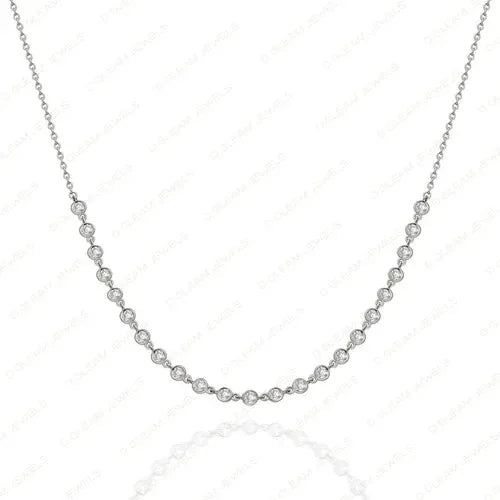 Wholesale 14K Solid Gold Diamond-Cut 16 Inch Link Necklace for Men's Trendy Yellow Gold Jewelry 21 Diamonds 6.51ct Claw Setting