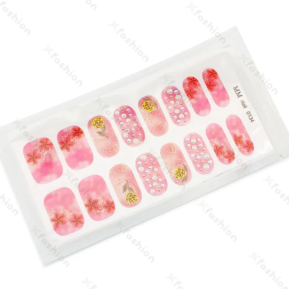 Hot Sale 16 Tips Solid Color Semi-Cured Gel Nail Stickers UV Light Durable Waterproof Long-Lasting Gel Nail Stickers Wholesale